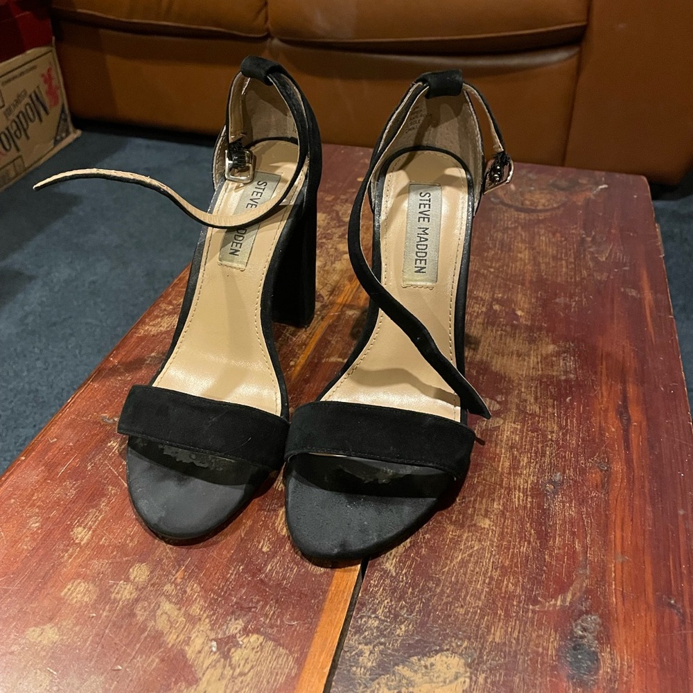 Steve Madden Black Stiletto Heels with Ankle Strap